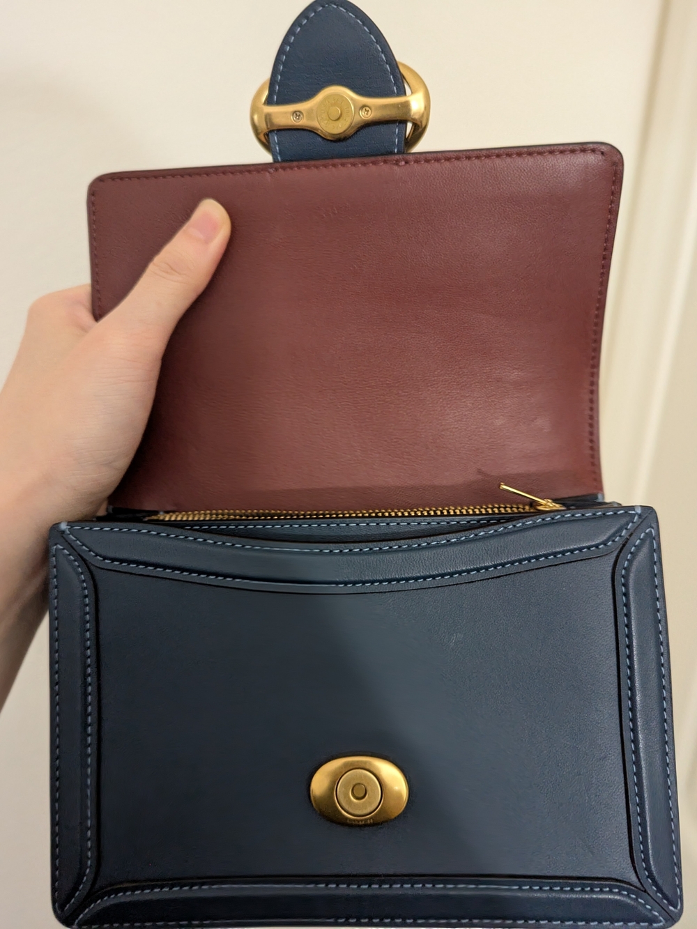 Coach 1941 Riley 18 Peacock Blue Leather Top Handle Bag 74615 Pre-owned EUC - Picture 7 of 16